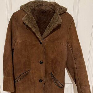Handmade Women Brown Himalayan Sheepskin Shearling Coat - size S/M